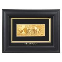 Золотые банкноты в деревянной рамке - 1000 Дирхам ОАЭ (AED)