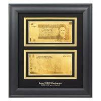 2 Золотые банкноты в деревянной рамке - 50000 Иранских риала (IRR)