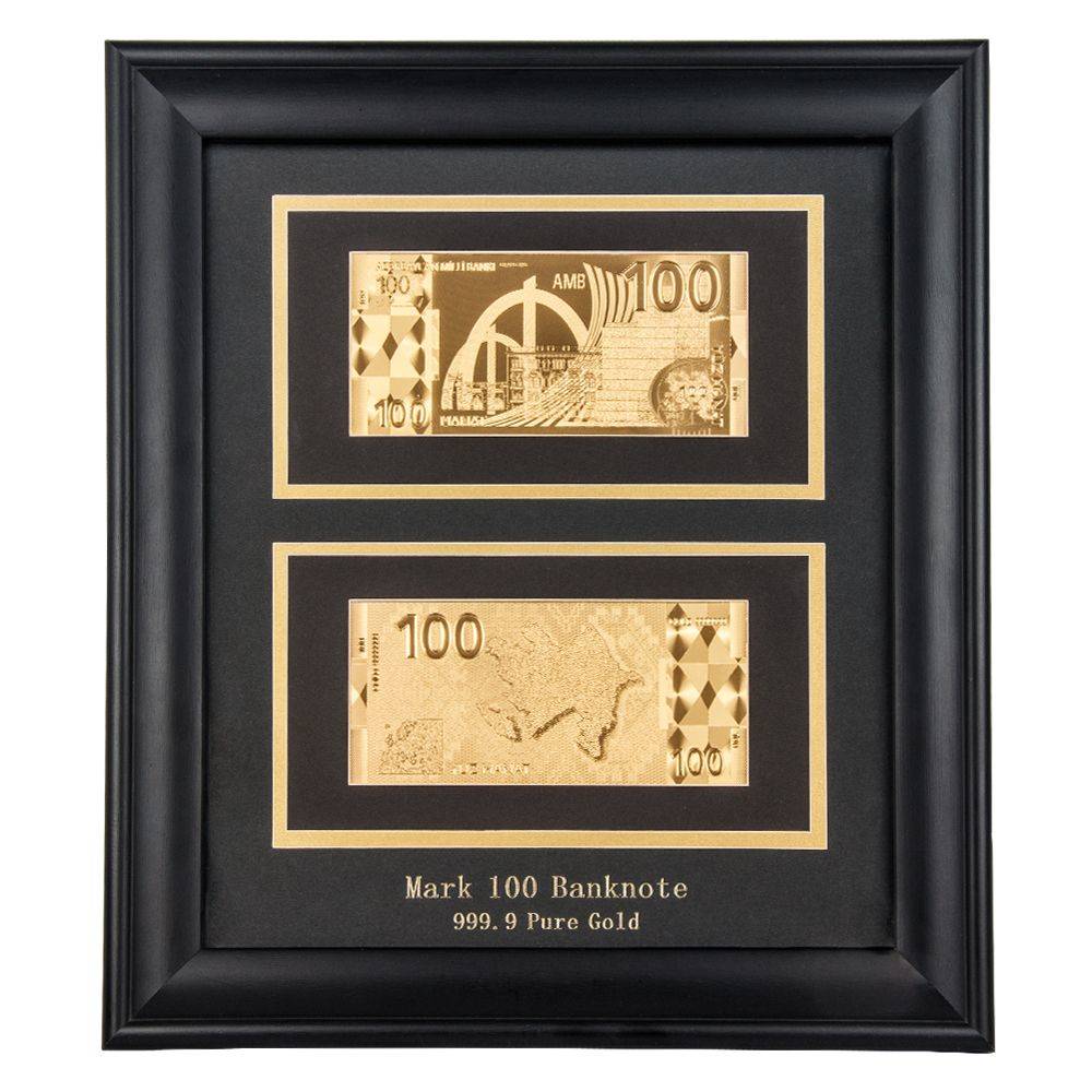 Картина EPOS "Банкнота 100 манат" 2 стороны 32х36 см покрытие золото