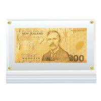Золотые банкноты в акриле - 100 Новозеландских доллара (NZD)
