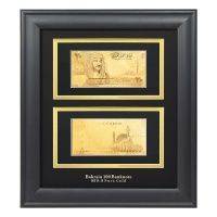 2 Золотые банкноты в деревянной рамке - 100 Бахрейнских динаров (BHD)