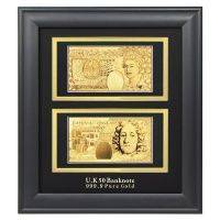 2 Золотые банкноты в деревянной рамке - 50 Фунтов стерлингов (GBP)