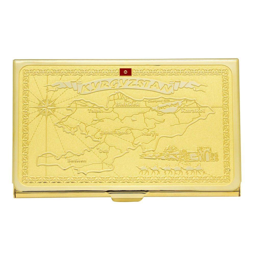 Визитница EPOS "Карта Кыргызстана" бронза покрытие золото