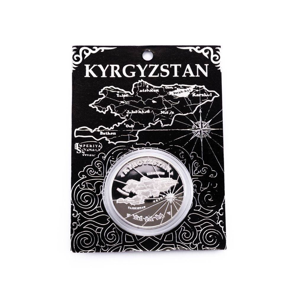 Монета EPOS "Карта - Герб Кыргызстана" подарочная d 3,5 см цвет серебро