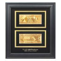 2 Золотые банкноты в деревянной рамке - 1000 Дирхам ОАЭ (AED)